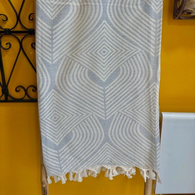 Dessus de lit - 200x300 losange bleu 100% coton