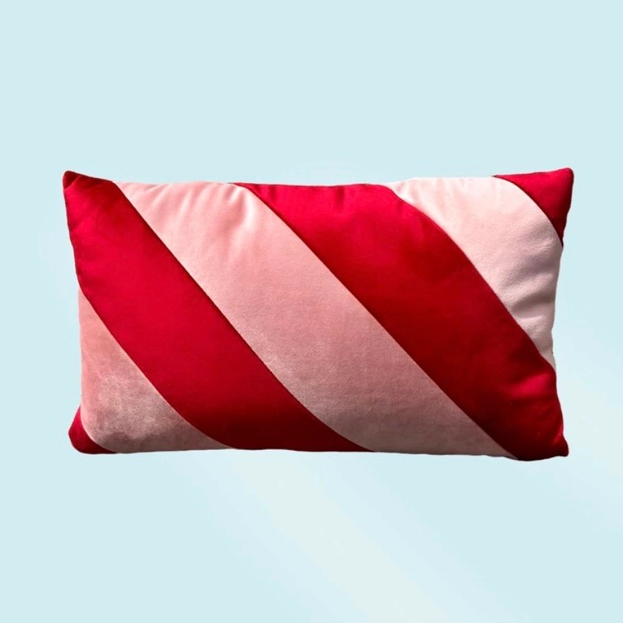 Coussin velours rose/rouge