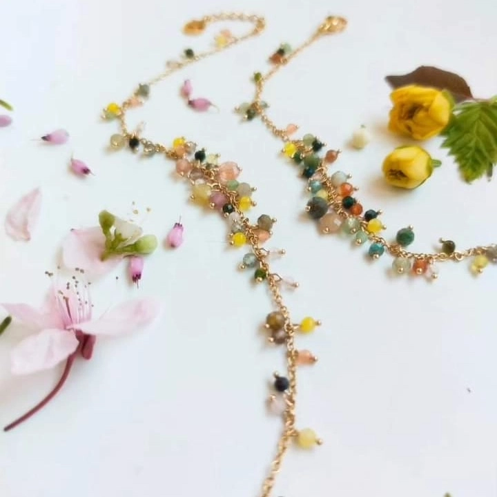 Bracelets en acier inoxydable, mélanges de pierres fines