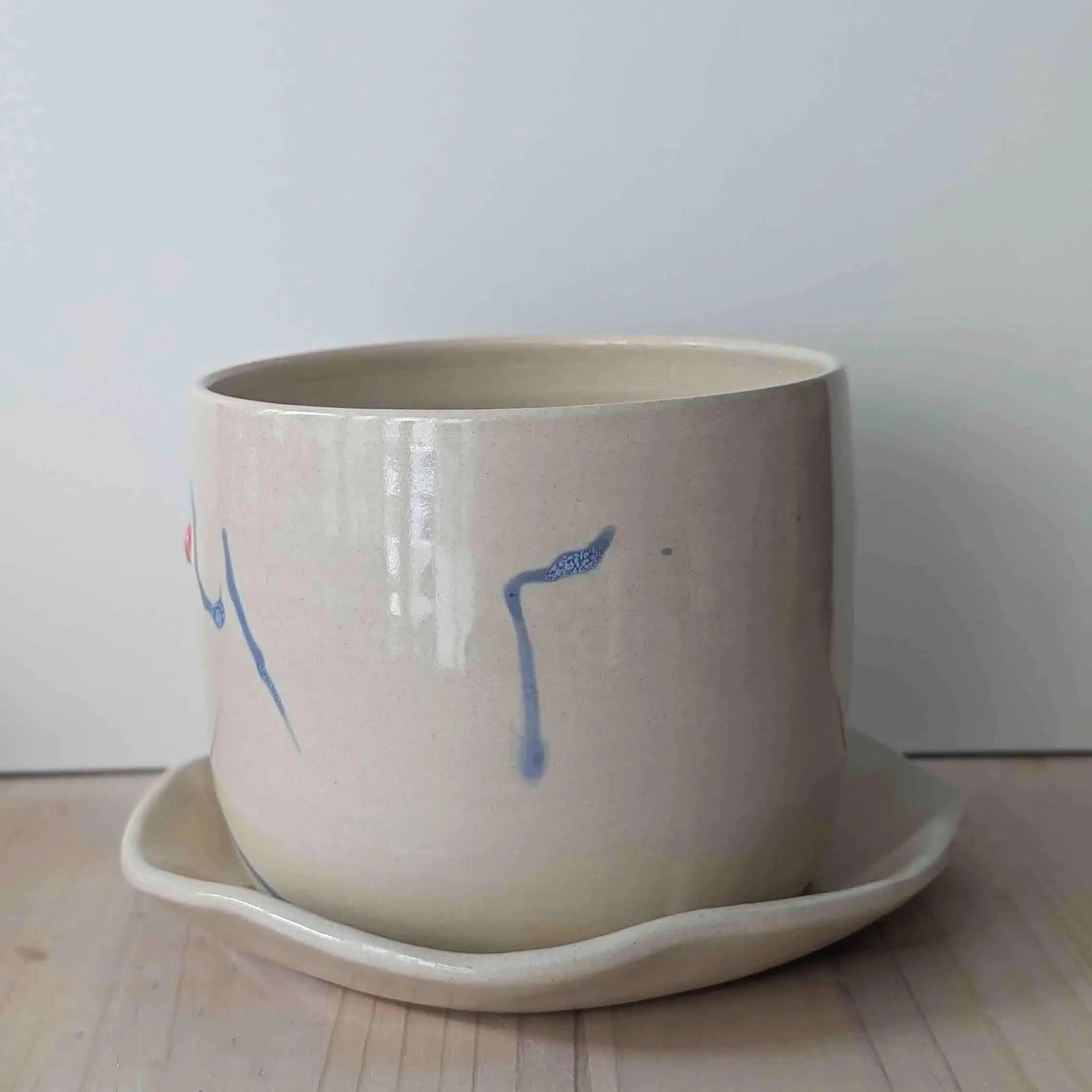 Cache-pot Mont Fuji en céramique avec assiette