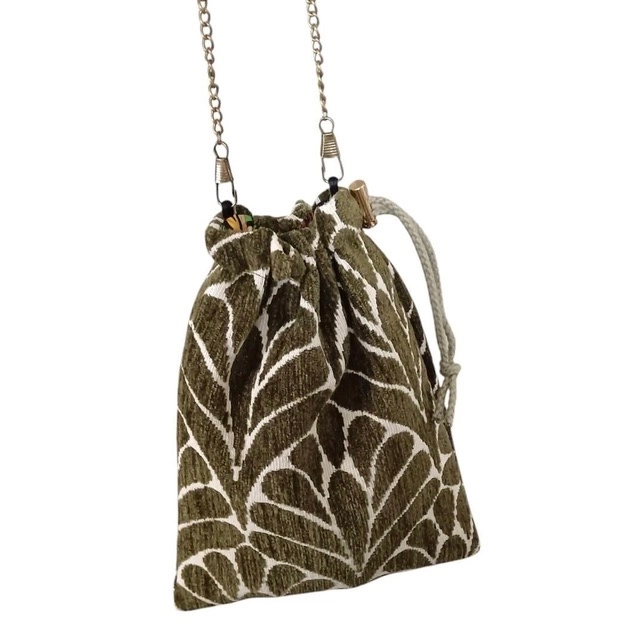 Petite pochette bandoulière Jacquard velours vert / Pochette bourse/Pochette Tapisserie