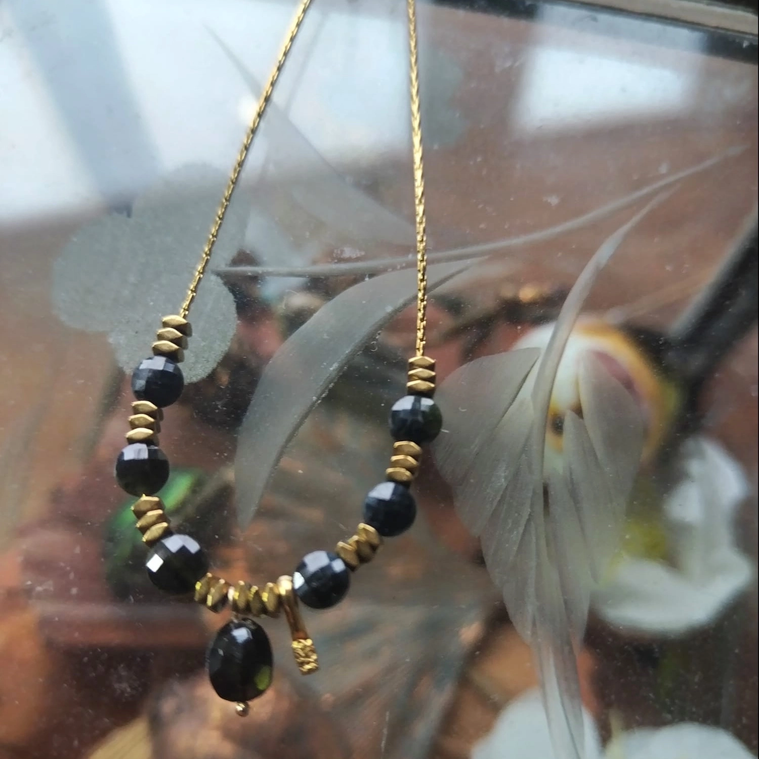 Collier en tourmalines et acier inoxydable