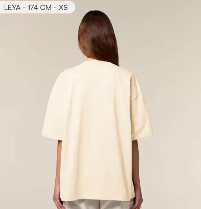 T-shirt beige Les visages du Mont Fuji, imprimé devant et dos (taille S)