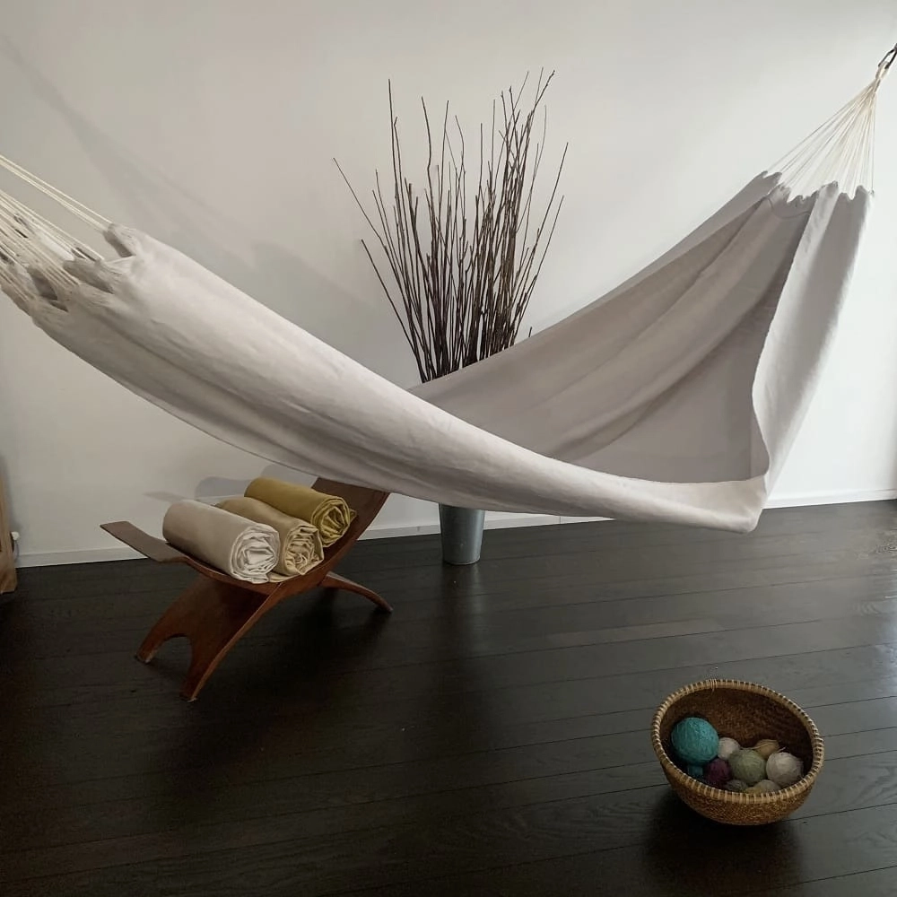 Hamac d’intérieur en lin blanc ice