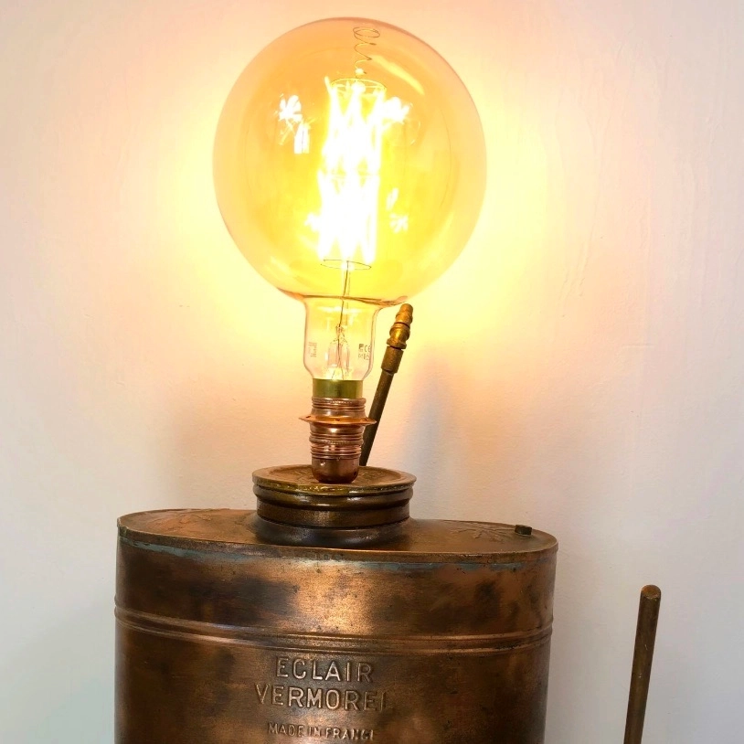 Lampe Champagne! Grand pulvérisateur Vermorel à tête d'ampoule géante
