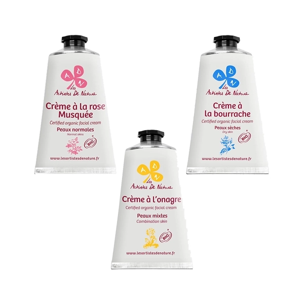 Lot de trois crèmes visage certifiées Bio
