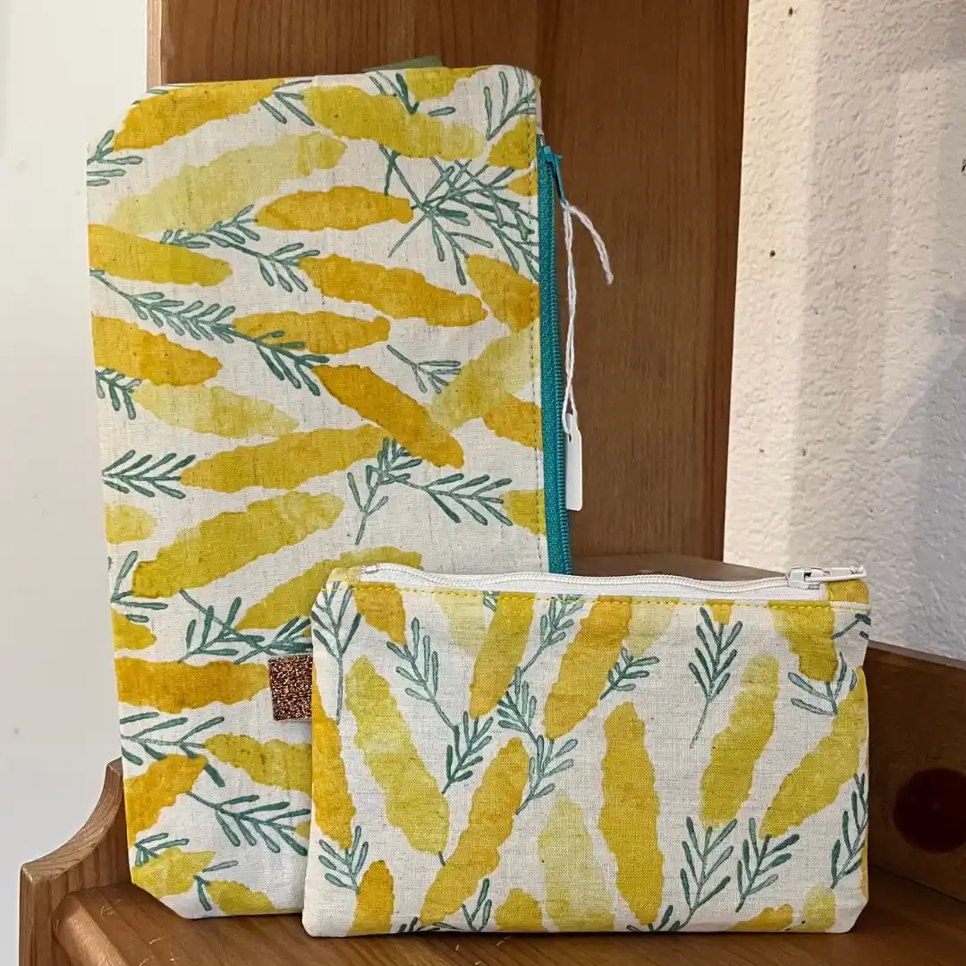 Pochette en tissu japonais imprimé végétal