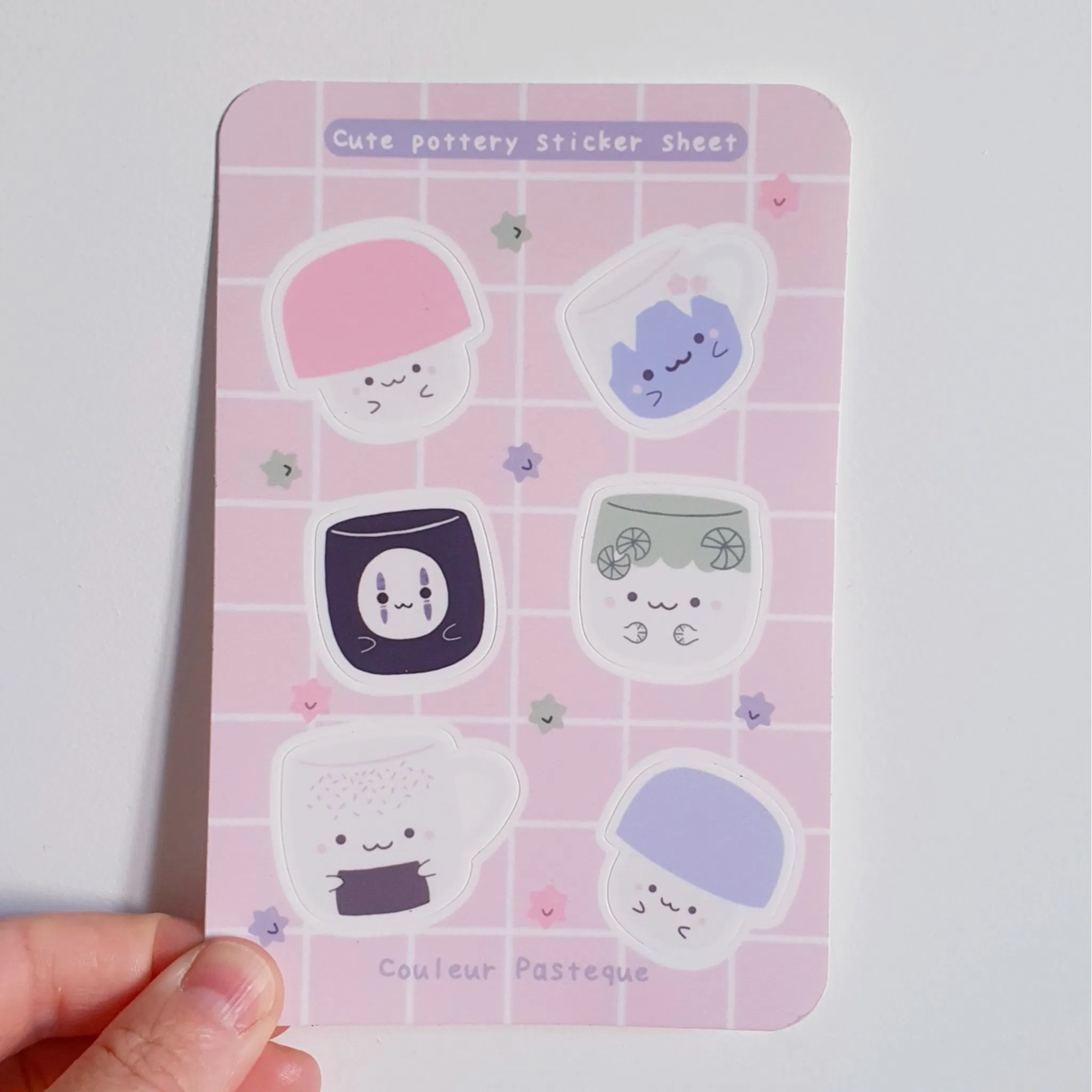 Planche de stickers imperméables Tasses kawai