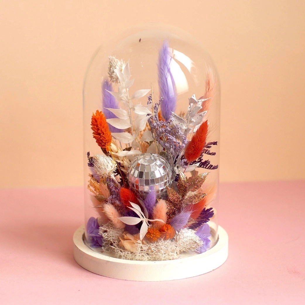 Cloche fleurie XL disco fleurs séchées