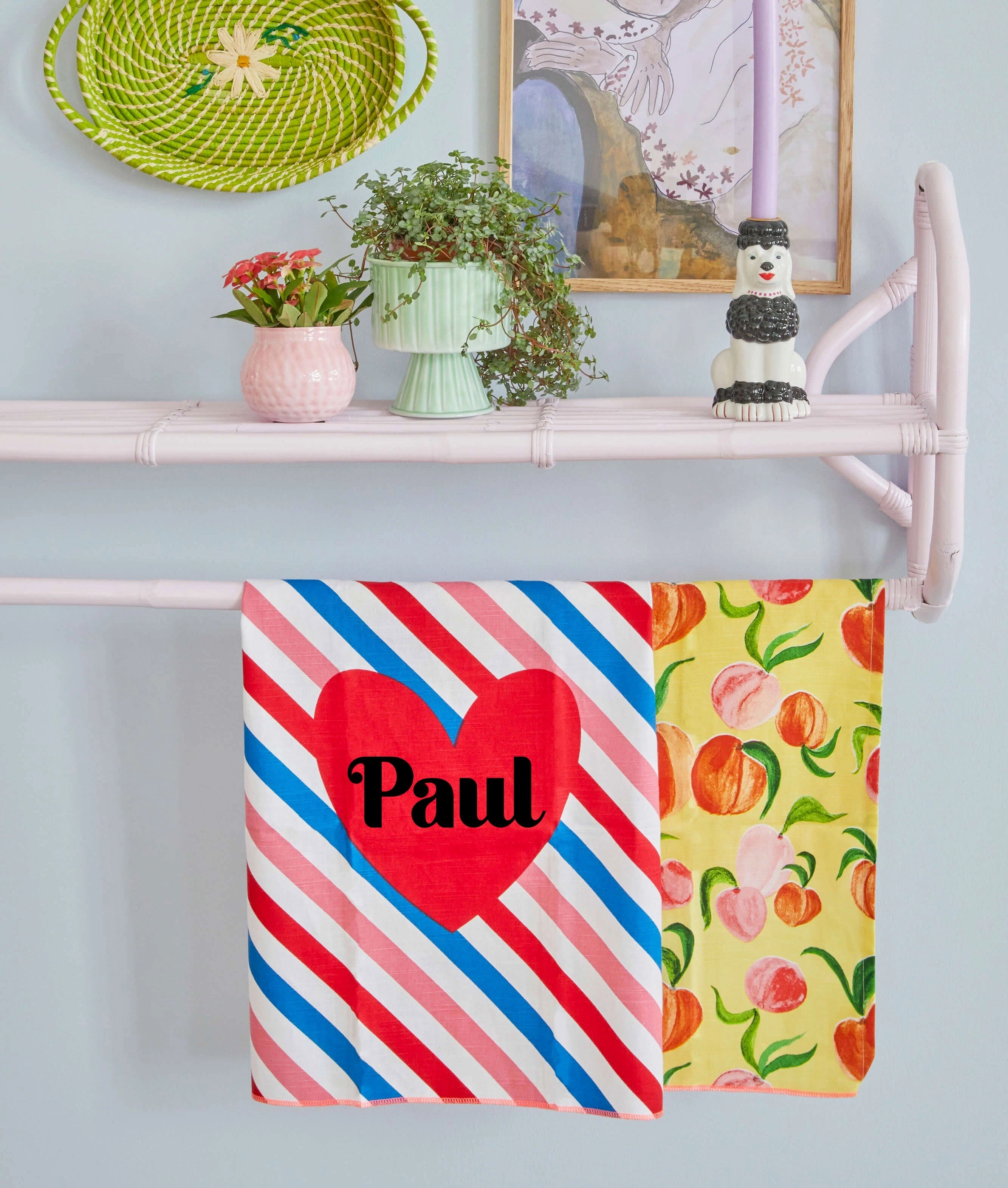 Serviettes de table coeur à rayures - Rice - Lot de 2