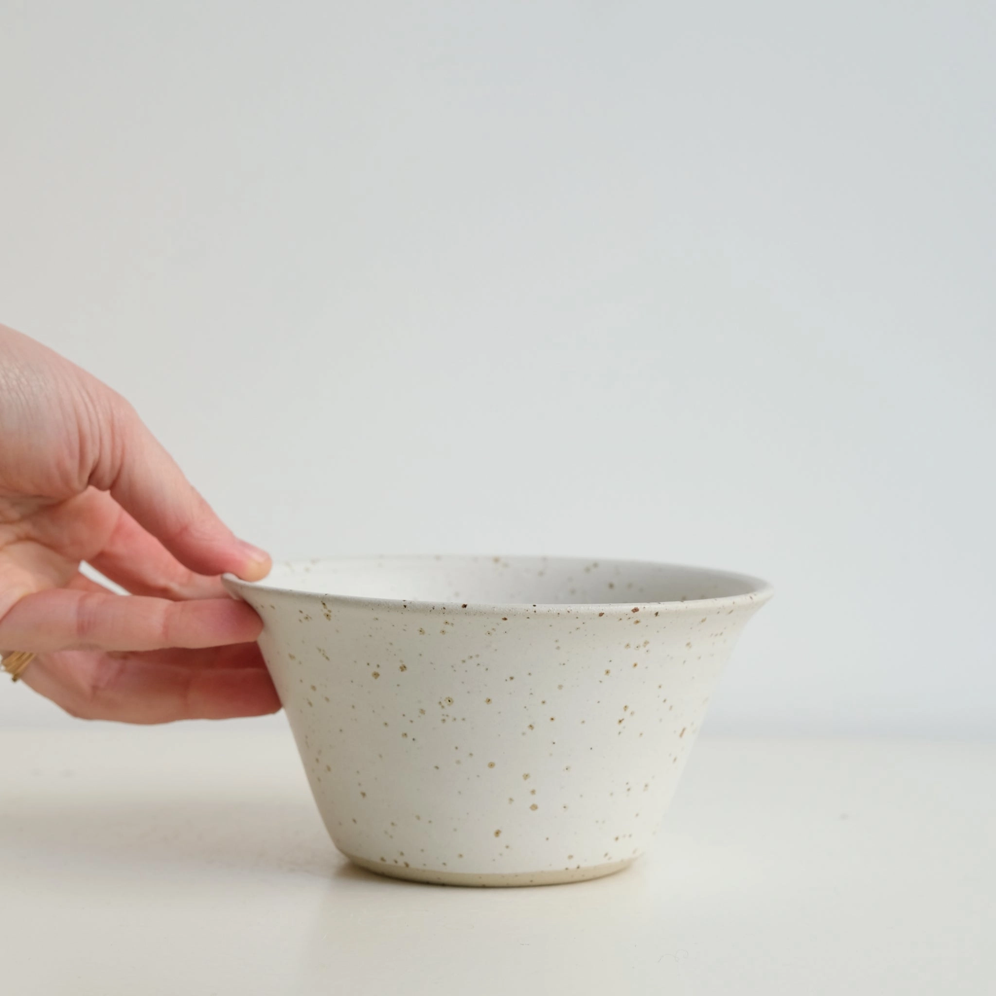 Bol en grès pyrité D 14cm - blanc moucheté