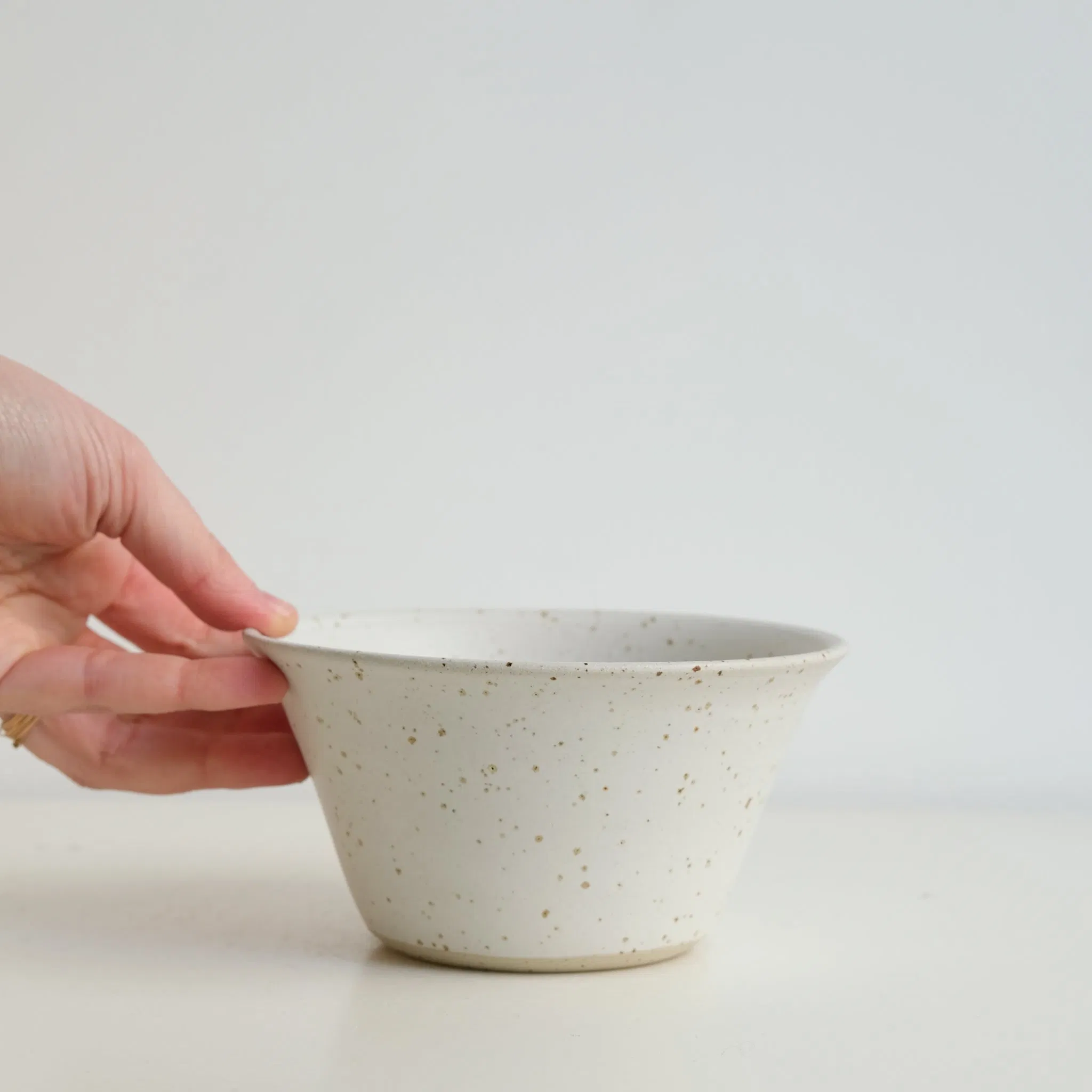 Bol en grès pyrité D 14cm - blanc moucheté