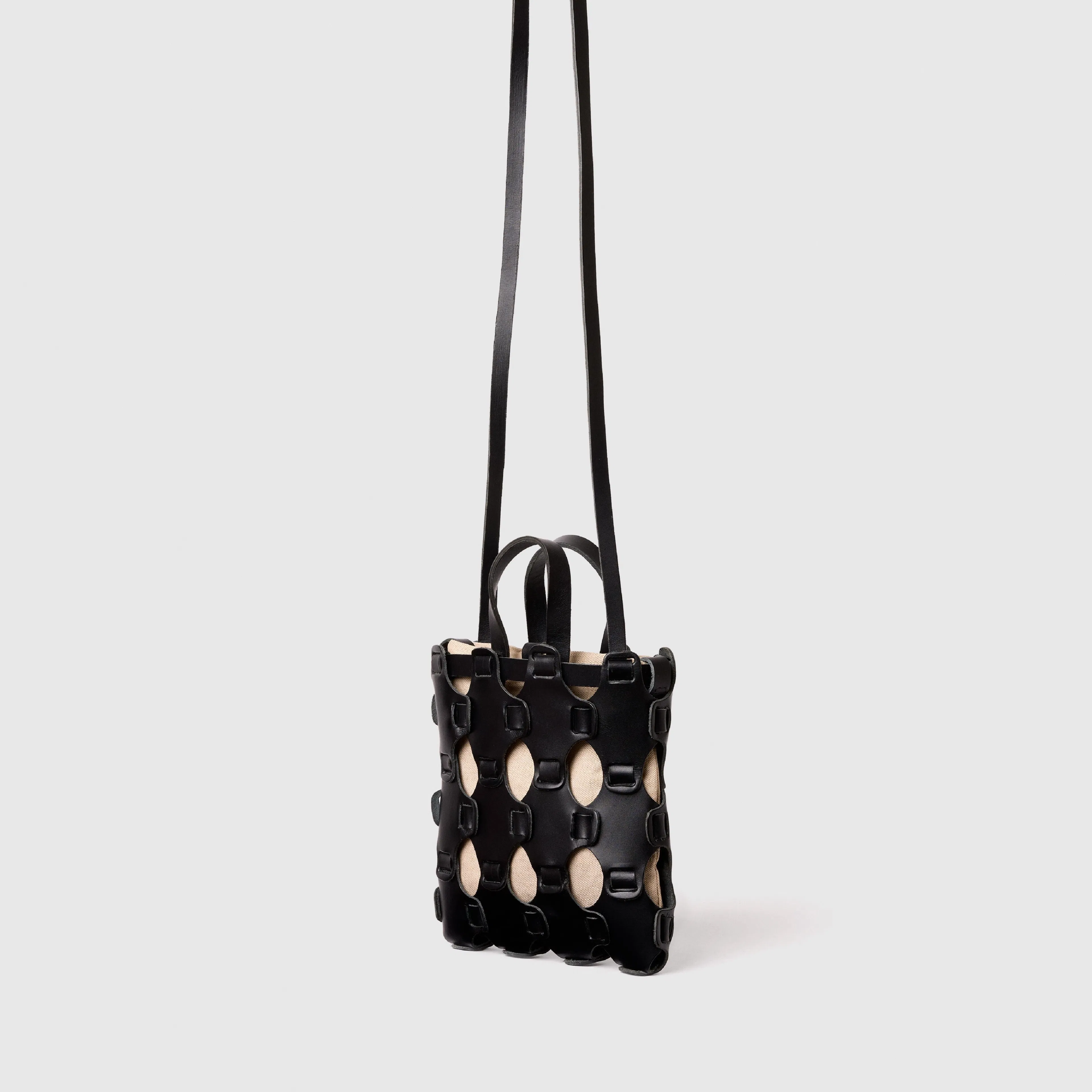 Sac MINI TOTE TRESSÉ NOIR/NATUREL