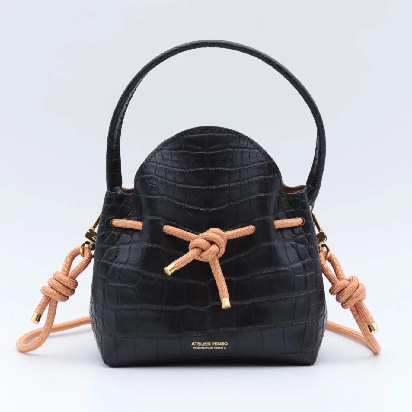 Mini Sac Seau Cuir - MINI BUCKET - Croc Noir