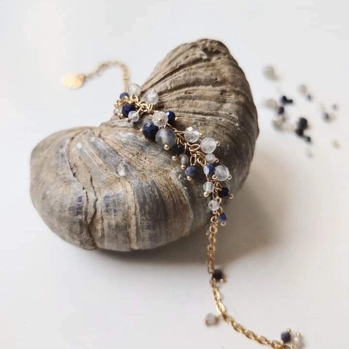 Bracelet en labradorites et saphirs
