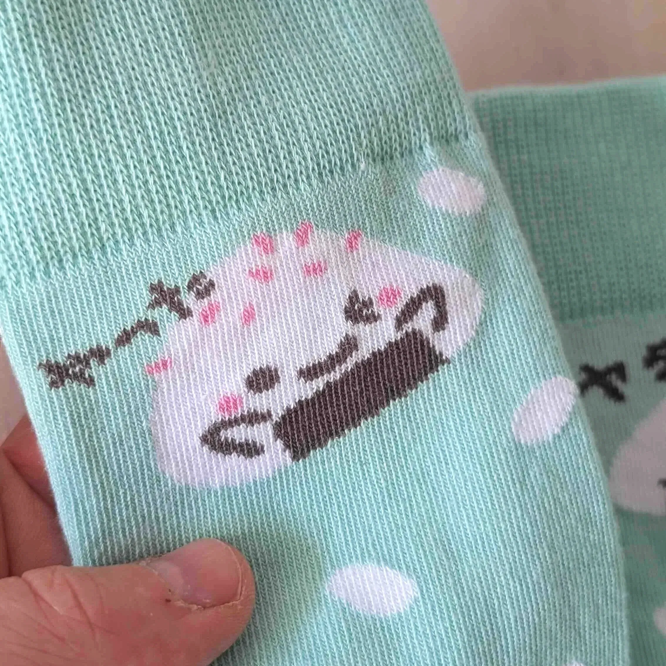 Chaussettes en coton Onigiri vertes 2 faces