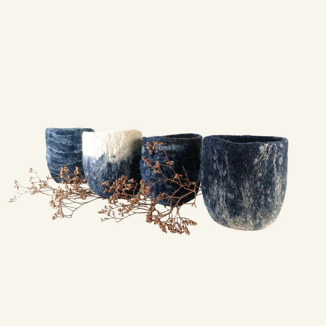 Atelier Lanzetta,Petits pots bleu indigo